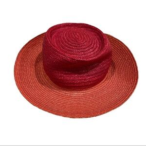 Bloomingdales Vintage Red 100% Straw Hat Made in Italy